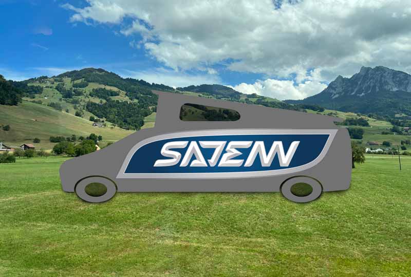 Sajenn Camper logo met berglandschap