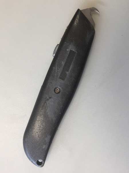 Metalen Stanley mes houder met haakmesje