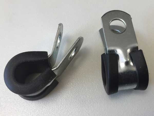 Beugel metaal 8mm met rubber en schroefgat