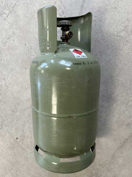 Gasfles DIN groen 5kg zijkant