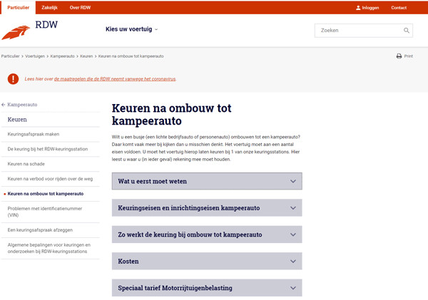 RDW website keuren camper RDW website keuren camper